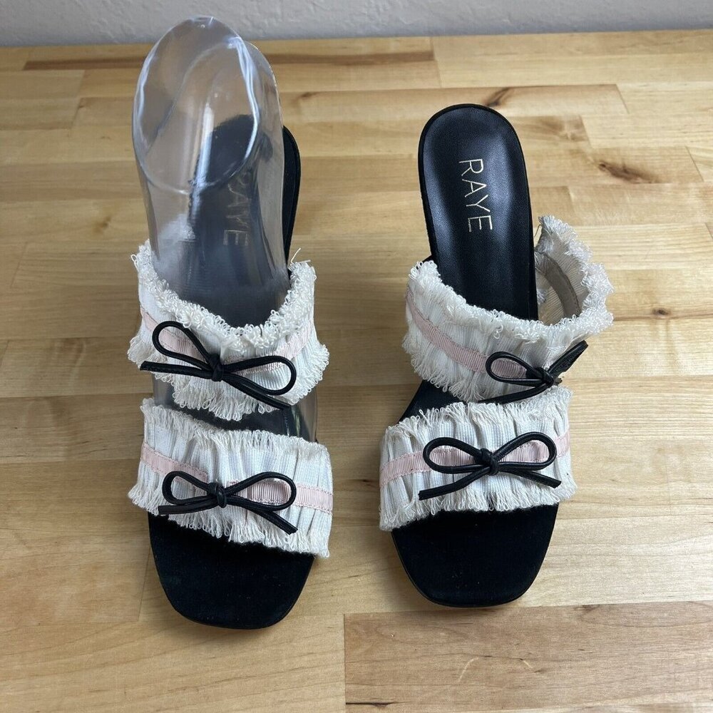 Raye Imogen Sandal Pastel Pink Black Smocked Heels Size‎ 8.5 NEW - Picture 3 of 13